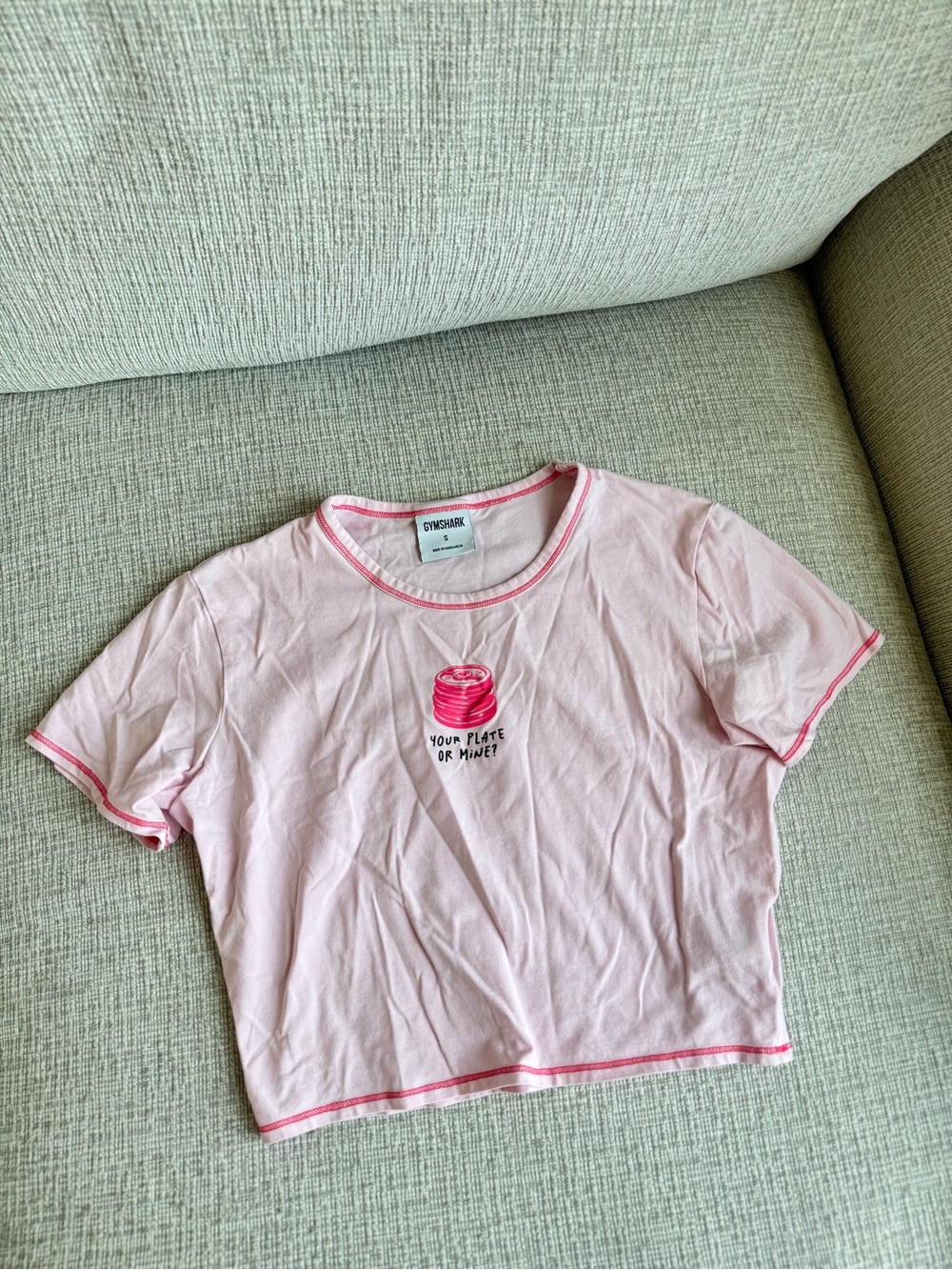 Gymshark Pink Cropped T‑Shirt with Pink Trim